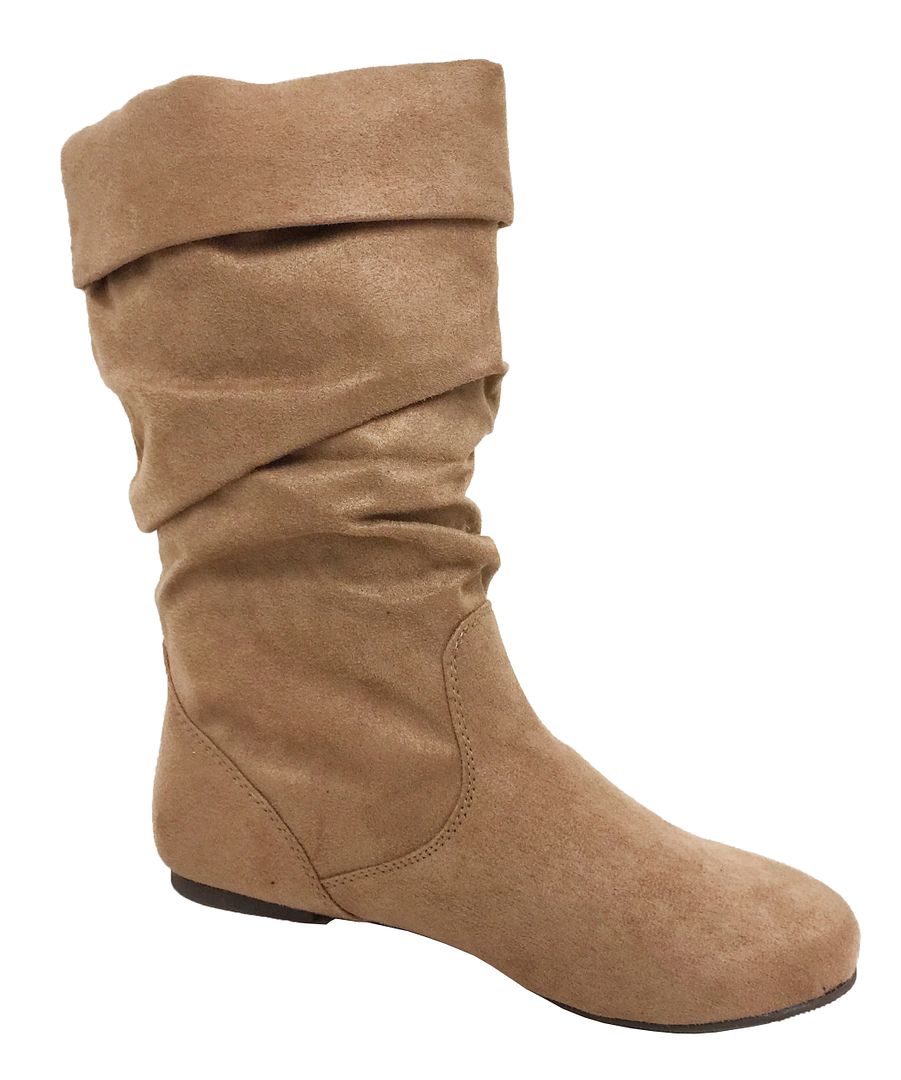 ladies pull on mid calf boots